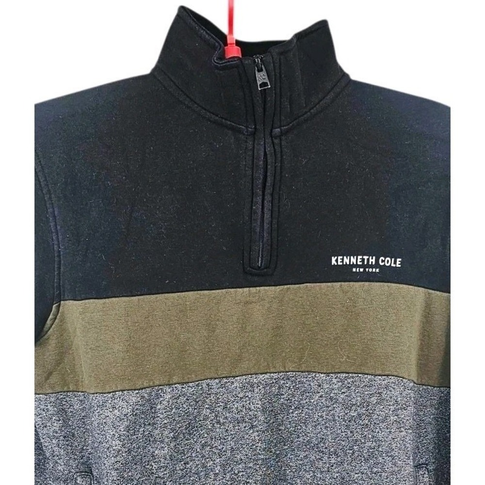 Kenneth Cole New York Large Color Block Mock Neck‎ 1/4 Zip Pullover